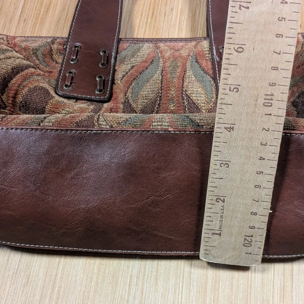Relic Brown Tapestry Fabric‎ Satchel Handbag Purse Floral Print Travel Bag